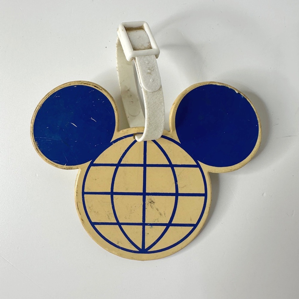 Vintage Walt Disney World Golf Resort Mickey Mouse Ears Bag Tag Globe Logo USA